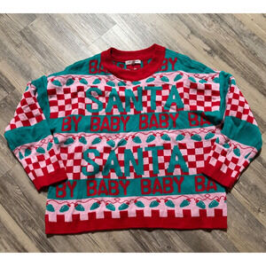 Grayson Threads Santa Baby Knitted Sweater Women's XL Multicolor Crew Neck